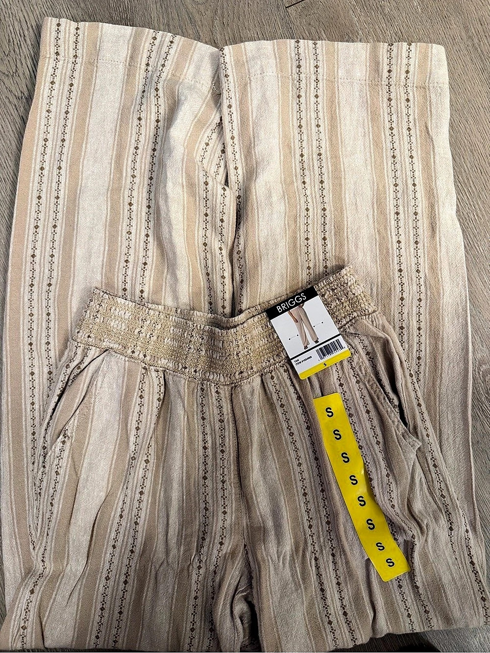 BRIGGS Striped Wide Leg Pants in Beige Size Small NWT